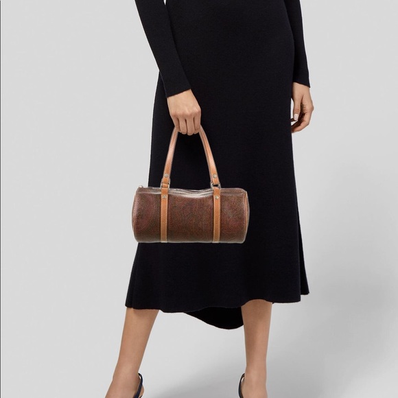 Leather-Trimmed Paisley Handle Bag - Picture 6 of 9